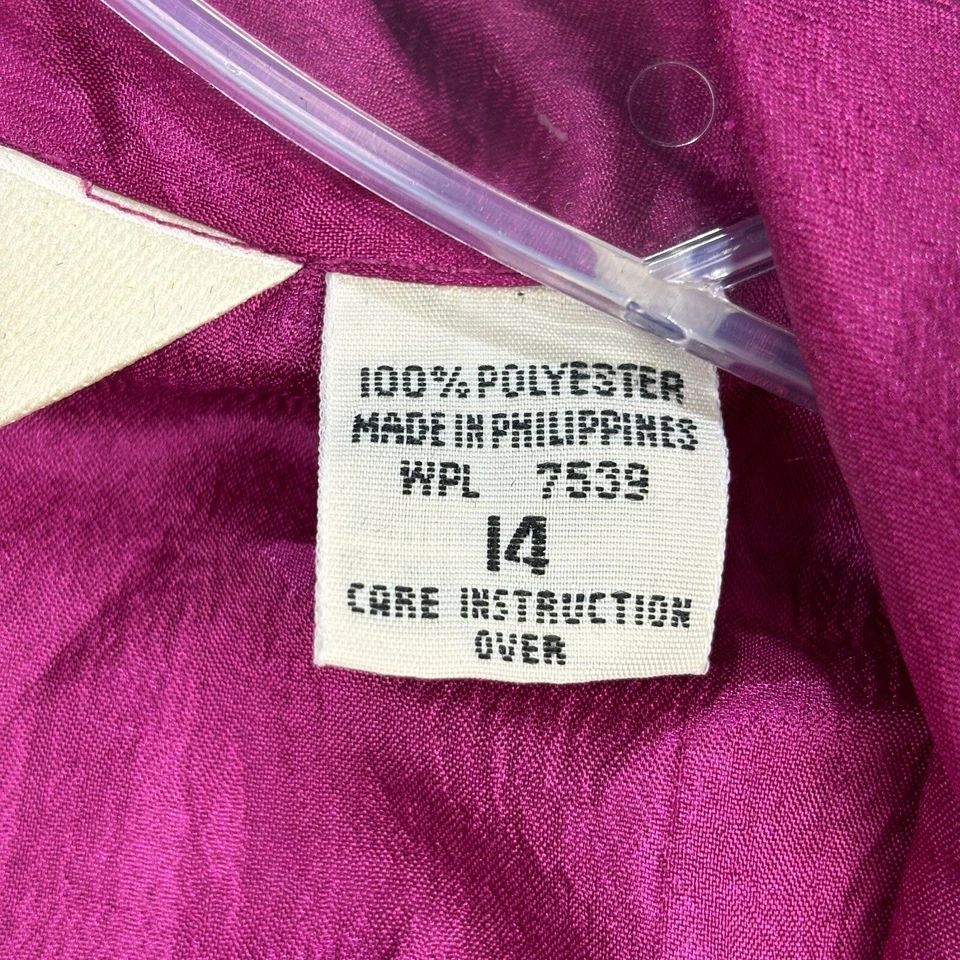 Diane Von Furstenberg Womens Vintage Button Up Blouse Top Mulberry Pink USA 14 - image 4 of 4