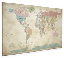 Image of World Map Antique Old Style Box Canvas and Poster Print (946)