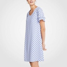 Ann Taylor Blue Gingham Check Ruffle Sleeve Dress Size 2