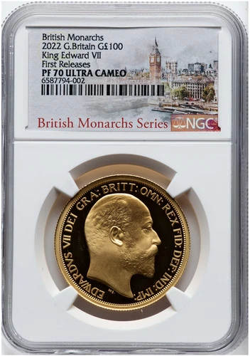 Great Britain 2022 100 Pound British Monarchs King Edward VII Gold Coin NGC PF70