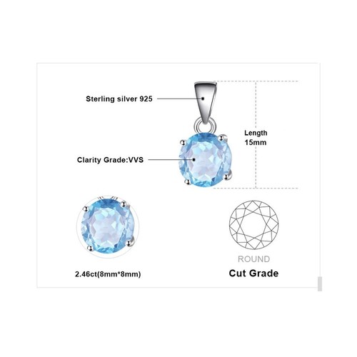 2.4 ct Blue Topaz 925 Sterling Silver Pendant - Picture 10 of 15