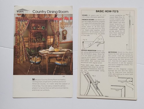 Simplicity House Sewing Cards 106 The Country Dining Room Vintage 1979 - Picture 3 of 5