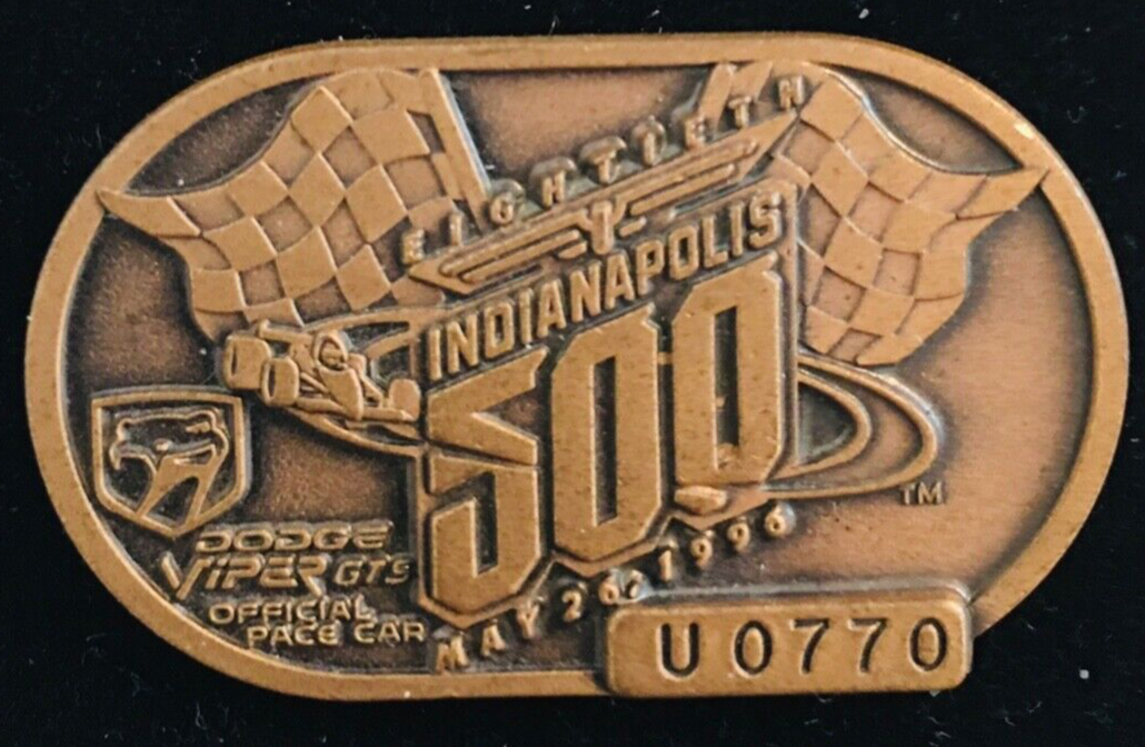 1996 Indianapolis 500 Bronze Pit Badge U0770 eBay