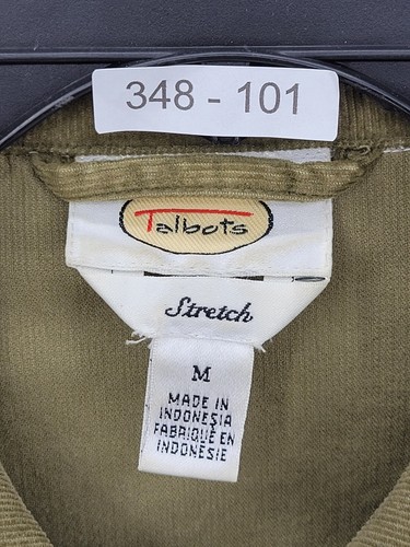 Talbots Jacket Womens Medium Green Corduroy Button Up Trucker Boho Safari - Picture 9 of 9
