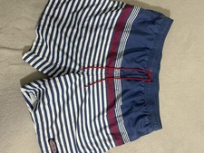 VINEYARD VINES MENS SZ XL STRIPED BLUE WHITE RED MESH LINED POCKETS SWIM TRUNKS