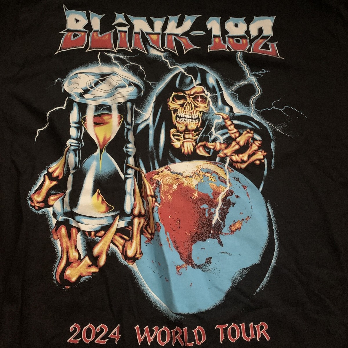 2024 BLINK 182 SHIRT 2XL WORLD TOUR CONCERT BLACK METAL ONE MORE