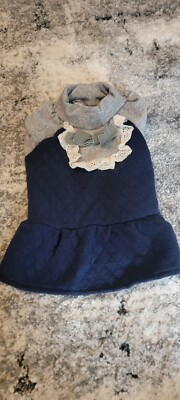 navy blue dog dress Navy Dog Dress with Plaid Ruffles (Medium)