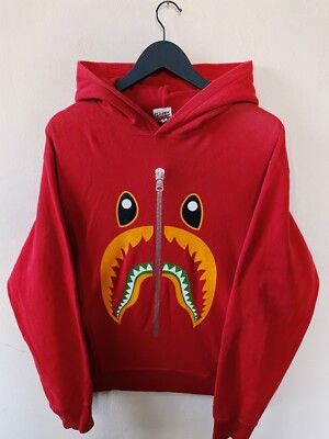 Vintage Y2K Bape A Bathing Ape Front Shark Hoodie rot
