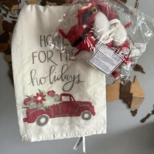 PRIMITIVES by KATHY Holiday Santa Felt Ornaments and Dish Towl Set New with Tags