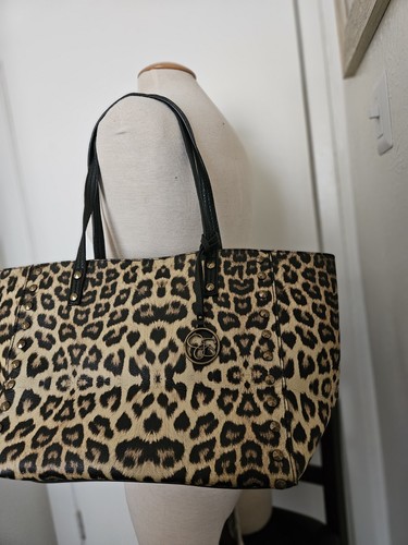 Jessica Simpson Leopard Neverfull studded Shoulder Bag Women Faux Leather EUC - Picture 5 of 7