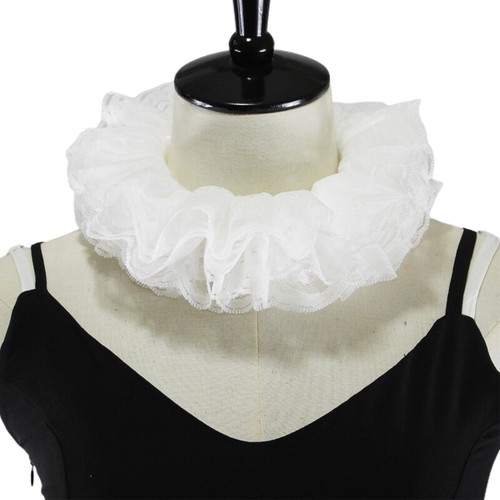 Faux Col Amovible Vintage En Maille - Col Claudine Renaissance Pour Cosplay, Halloween, Soirée (Noir/Blanc)