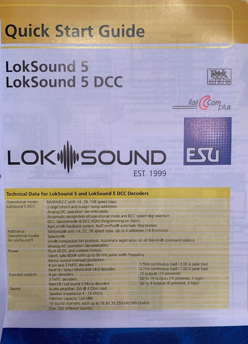 Sound Files Decodificatore Audio DCC ESU LokSound 5 Micro Per