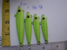 28 PCS. ANCHOVY FISH JIG/SPOON STYLE 5/8, 3/4, 1, 2 OZ. 7ea CHARTREUSE/4 EYELETS
