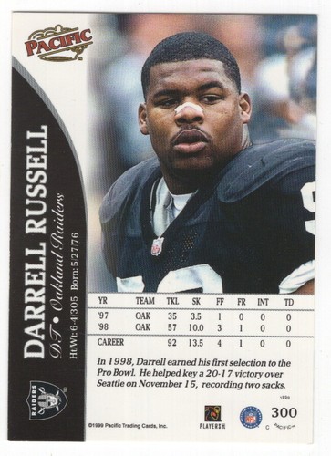 1999 Pacific Football Set Break - Cards #226-450 Pt.2 - 第 121/373 張圖片