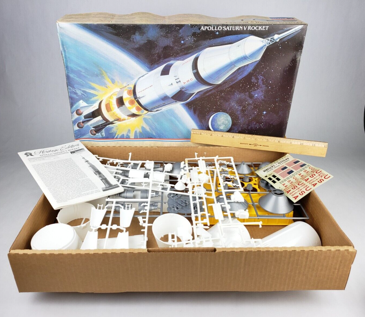 Vintage Monogram 1/144 Scale Apollo Saturn V Rocket Plastic Model