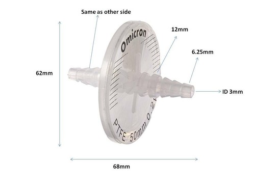 OMICRON® PTFE(Hydrophobic) Air Vent Filter,60psi Max, 50mm, 0.2um, Sterile 10/Pk - Afbeelding 3 van 3