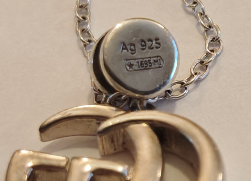 GUCCI GG Marmont Sterling Silver And Pink Floral Mother Of Pearl Necklace - Picture 8 of 13