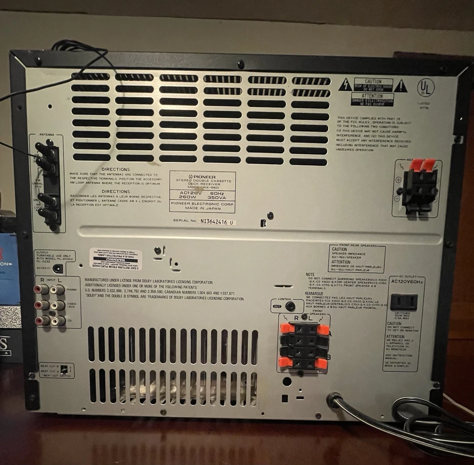 Pioneer Receiver RX-560 Cassette, Tuner, Receiver, Equalizer. Read Description. - Image 2 of 2