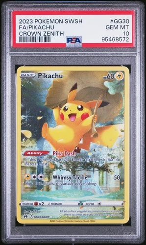 2023 POKEMON SWORD & SHIELD CROWN ZENITH #GG30 FULL ART/PIKACHU PSA 10