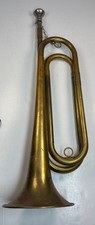 Vintage U.S. Regulation Brass Bugle Made in USA 17" w/Mouthpiece  Chain