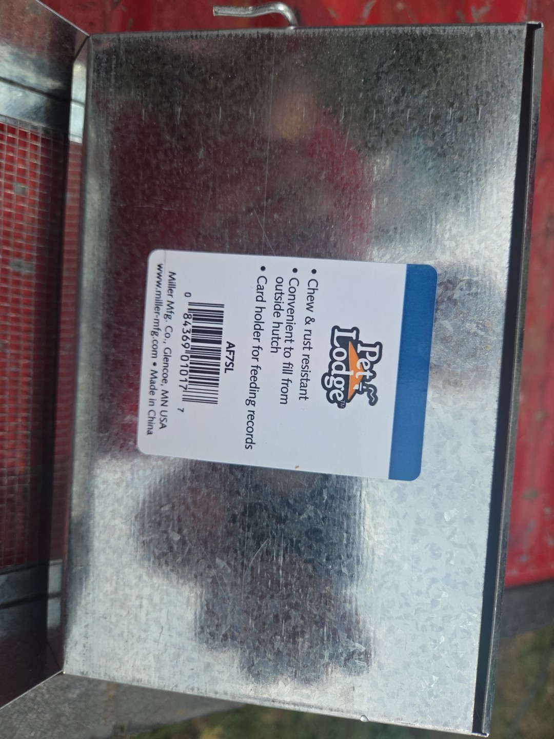 PET LODGE CHEW RUST RESISTANT SMALL ANIMAL RABBIT CAGE FEEDER MILLER MFG. AF7SL