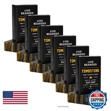 Live Bearded All-Natural Bar Soap For Men, Tombstone Scent, 6-Pack Of 5 Oz