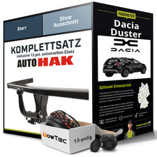 Für DACIA Duster II Typ HM_ Anhängerkupplung starr +eSatz 13pol uni 10.17- NEU