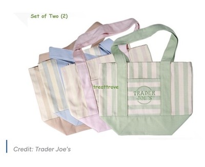 PREORDER Set of Two (2) Trader Joe's Striped Canvas Mini Tote Summer 2026