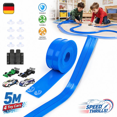 Flexible Doppellanen Rennstrecke 5M Auto-Rennstrecken-Spielzeugset Tragbar DE