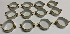 Lot of 12 Vtg Japan Gold Rimmed Open Salt Cellars Handles Dinner Party E. Ruff