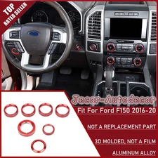 AC 4WD Headlight Air Conditioner Switch Knob Trim Ring For Ford F150 XLT 16+ Red