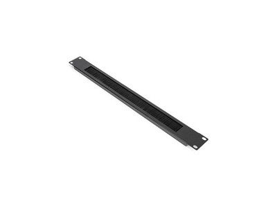 Rocstor 1U Rack Mount Brush Panel- Black Rack Cable Management - Black