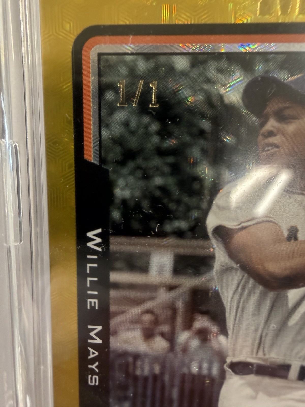 2025 Topps Archives Willie Mays NY SF Giants Gold Foilfractor Superfractor 1/1 view 8