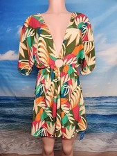 Nwt Cupshe Women Green Cream Orange Pink Floral Cover Up Size Medium
