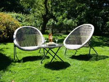 Garden Furniture Patio Set Faux Rattan - Includes a Table and 2 Foldaway Chairs