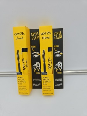 GOT2B Glued 2 IN 1 Brow and Edge Gel .54 Oz 2 Pack NEW