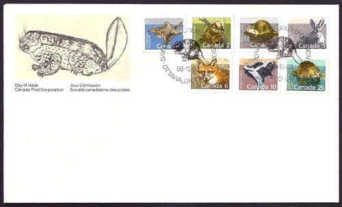 🍁Canada  #1155 - 1161 Combo   "MAMMALS"       Brand New 1988 First Day Cover