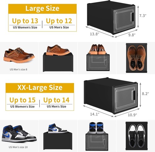 12/24 PCS Shoe Storage Box Clear Stackable Shoe Container Sneaker Organizer XL - Picture 4 of 45