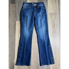 DG2 Diane Gilman Bootcut Jeans Womens 2 Blue Excellent Snap Leg Detail
