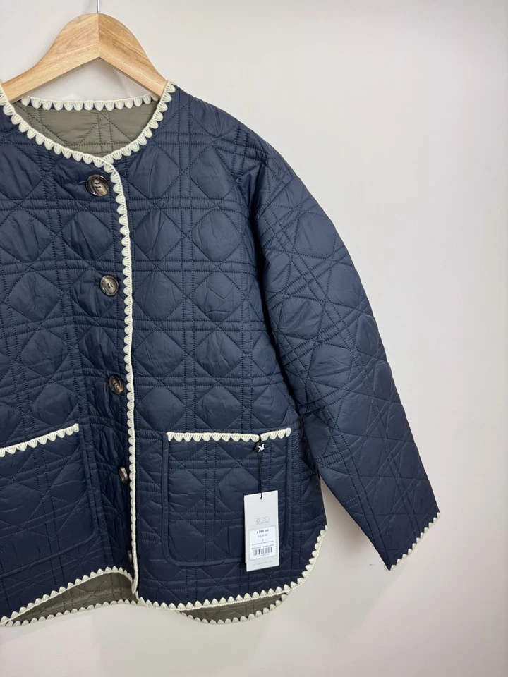 Mint Velvet Reversible Quilted Jacket Size S Embroidered Trim Scandi RRP £165 - Image 4 of 4