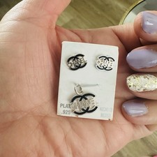 Silver 925 Set Earrings  Pendant Logo Brand Gift Valentine's Love Girl Woman