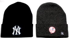 2 FOR 10.95! New York Yankees flat logos on Navy/Gr beanie  cap hat. See details