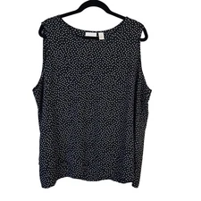 Chicos Blouse Women's 3 Black White Polka Dot Sleeveless Layered Hem Career Chic