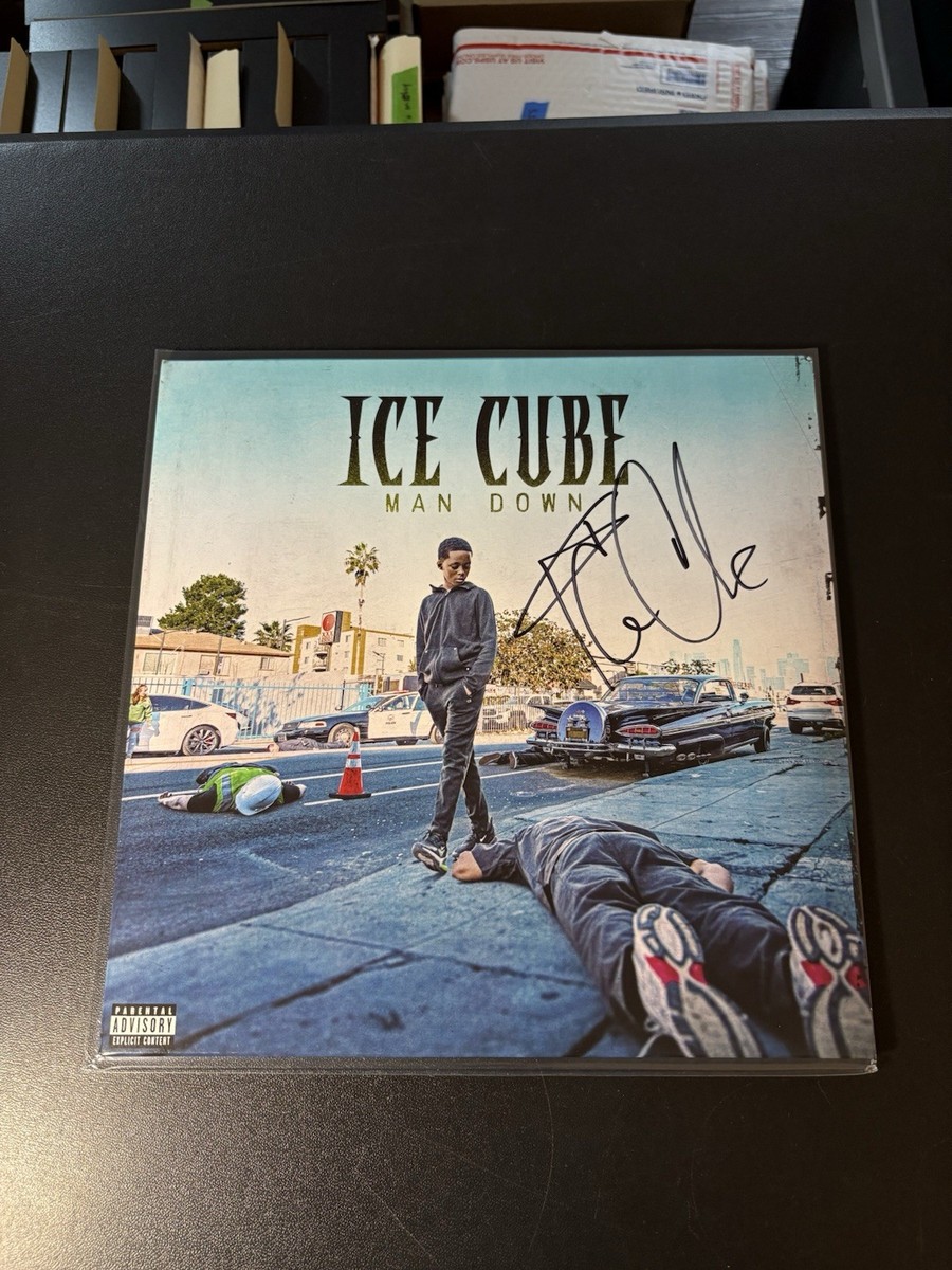 YOWtoNRT 50cent icecube レコード Ice Cube Signed Man Down Vinyl Album LP Autograph Rap Music