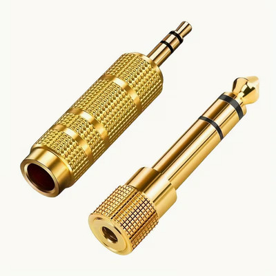   2x Audioadapter 3,5mm Stecker 6,35mm Buchse und 6,35mm Stecker 3,5mm Buchse  