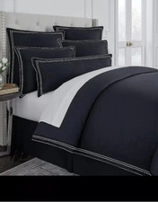 Luxury Hotel ELEGANCE Black White 3pc Mini Duvet Set Full/Queen New