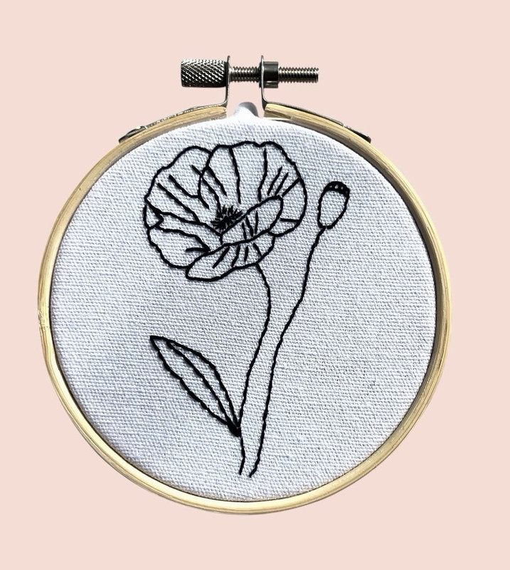 Floral Hand Embroidery Kit with Hoop & Fabric/Cloth, Flowers & Plants Theme
