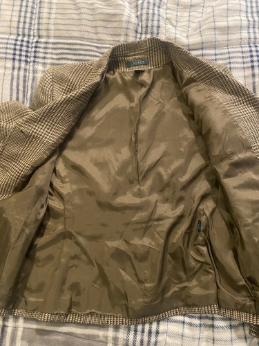 Blazer donna Lauren Ralph Lauren 100% lino pied de poule 3 bottoni taglia 12 - Foto 11 di 11