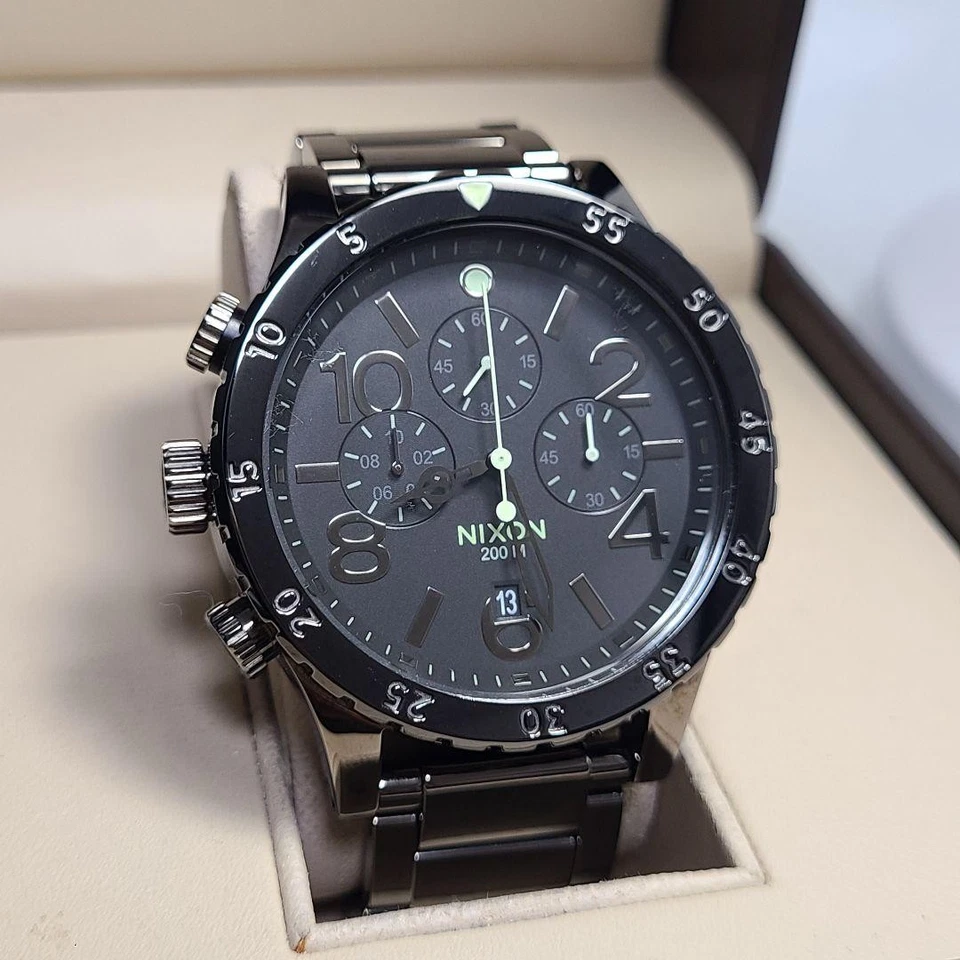 NIXON 48 20 Cronógrafo Cuarzo Reloj de Pulsera Hombres Highpolish Negro... - Imagen 4 de 4