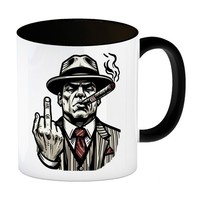 Mittelfinger Mafiaboss Kaffeebecher In Schwarz